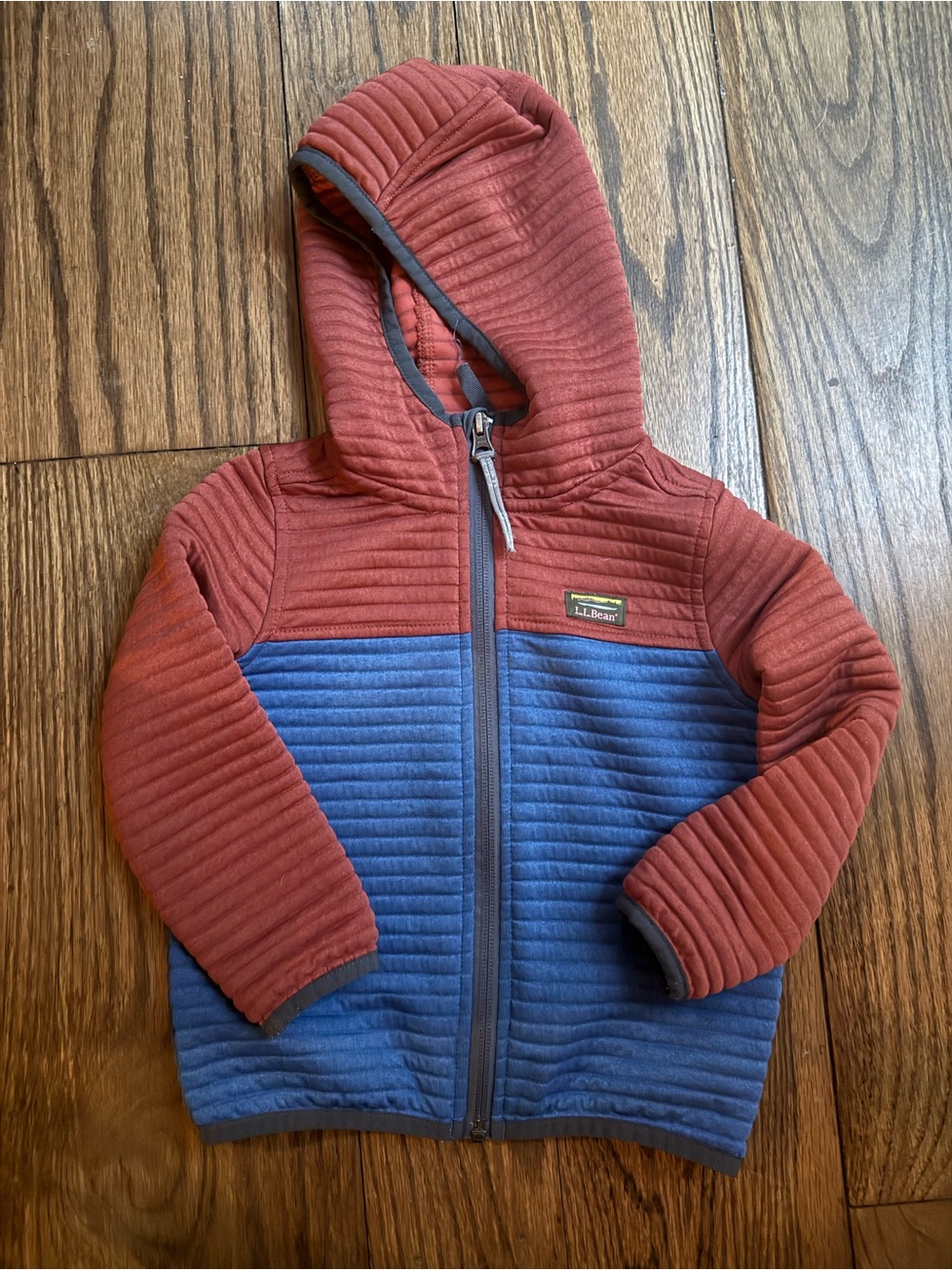 L.L. Bean Rust and Blue Quilted Hooded Jacket